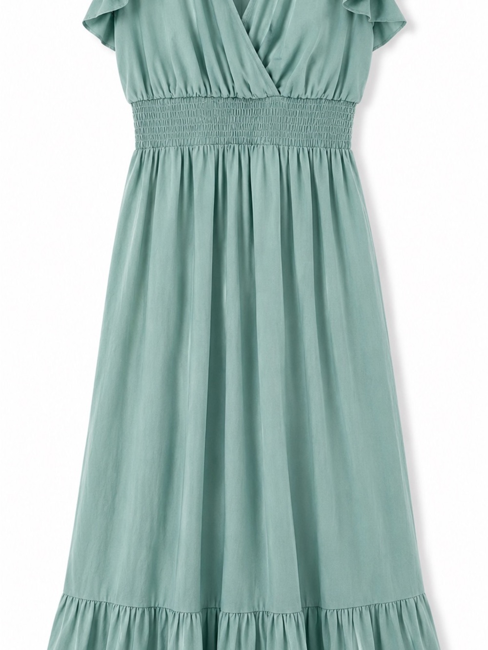 Sage Green Flutter Sleeve Smocked Maxi Dress Size - XL